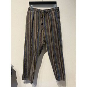 EARTHBOUND Boho Pants Woven Festival Natural Earthy Hippie Nepal Dark Stripe 2XL
